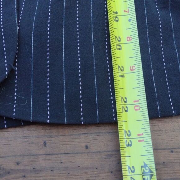 XOXO Y2K Two Piece Black Pinstripe Suit Blazer Size 9 and Wide Leg Pants Size 13 - Picture 6 of 13